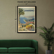 Load image into Gallery viewer, Digitally Restored and Enhanced 1920 Sanremo Italian Riviera Mediterranean Travel Poster - European Tourism Art - Archival Reproduction