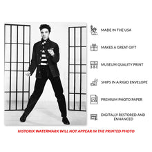 Cargar imagen en el visor de la galería, Digtally Restored and Enhanced 1957 Elvis Presley Photo Print - Vintage Photo of Elvis Presley on Jailhouse Rock - Old Poster of Elvis Presley Wall Art