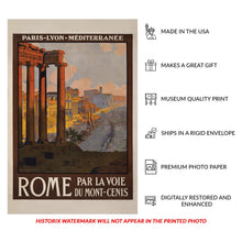 Load image into Gallery viewer, Digitally Restored and Enhanced 1920 Rome Italy Mont Cenis Alpine Railway Travel Poster - Golden Age of Rail Tourism - European Travel Art - Archival Reproduction