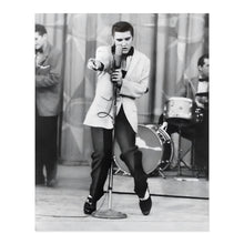 Load image into Gallery viewer, Digitally Restored and Enhanced 1956 Elvis Presley Photo Print - Vintage Photo of King of Rock and Roll Elvis Presley Poster Wall Art Performing on Stage