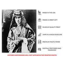 Cargar imagen en el visor de la galería, Digitally Restored and Enhanced 1920 T E Lawrence Photo Print - Vintage Portrait Photo of T E Lawrence of Arabia Poster - Old Photo of T.E. Lawrence