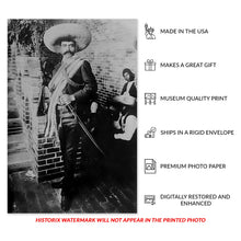 Load image into Gallery viewer, Digitally Restored and Enhanced 1911 Emilio Zapata Photo Print - Vintage Photo of Emiliano Zapata Poster - Mexican Revolution Leader Emiliano Zapata Photo
