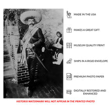 Load image into Gallery viewer, Digitally Restored and Enhanced 1911 Emilio Zapata Photo Print - Vintage Photo of Emiliano Zapata Poster - Mexican Revolution Leader Emiliano Zapata Photo