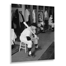 Load image into Gallery viewer, Digitally Restored and Enhanced 1956 Mickey Mantle Photo Print - Old Photo of New York Yankees Player Mickey Mantle Sitting in Locker Room Wall Art Poster