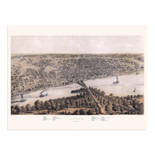 Load image into Gallery viewer, Digitally Restored and Enhanced 1867 Peoria Illinois Map Poster - Old Bird's Eye View Map of Peoria Illinois Poster - Vintage Peoria IL Wall Art Print