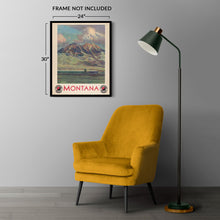 Cargar imagen en el visor de la galería, Digitally Restored and Enhanced 1920 Montana Railroad Travel Poster - Vintage Steam Train Absaroka Mountains - American Railway Tourism Art - Museum-Quality Print