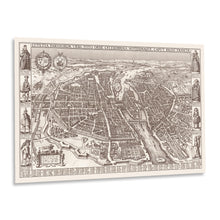 Cargar imagen en el visor de la galería, 1618 Paris France Map Poster - Vintage Bird's Eye View Map of Paris France by Claes Jansz Visscher - Old Paris Map Print