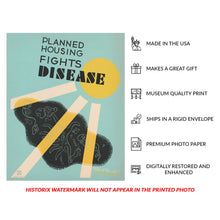 Cargar imagen en el visor de la galería, Digitally Restored and Enhanced 1936 New York Housing Fights Disease WPA Federal Art Project Poster - Depression Era Art Deco - Archival Reproduction