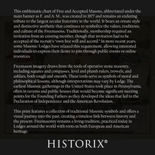 Cargar imagen en el visor de la galería, Digitally Restored and Enhanced 1877 Emblematic Chart and Masonic History Poster Print - Masonic History of Free and Accepted Masons Wall Art Poster