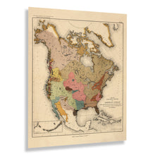 Cargar imagen en el visor de la galería, Digitally Restored and Enhanced 1890 Map of Linguistic Stocks of American Indians Poster - Vintage Map of North America Wall Art - North America Map Print