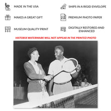 Cargar imagen en el visor de la galería, Digitally Restored and Enhanced 1951 Althea Gibson Photo Print - Vintage Photo of Tennis Player Althea Gibson with Baseball Player Jackie Robinson Poster