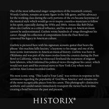 Load image into Gallery viewer, Digitally Restored and Enhanced 1943 Woody Guthrie Photo Print - Vintage Portrait Photo of Woody Guthrie Playing Guitar - Woody Guthrie Old Poster Photo