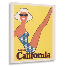 Load image into Gallery viewer, Digitally Restored and Enhanced 1963 Southern California Beach Railroad Travel Poster - Vintage Surf Tourism Art - Mid-Century Coastal Railway - Museum-Quality Print