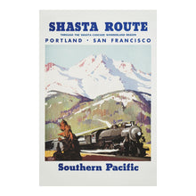 Load image into Gallery viewer, Digitally Restored and Enhanced 1950 Shasta Cascade California Railroad Travel Poster - Vintage Train Tourism - Pacific Northwest Scenic Railway - Archival Reproduction