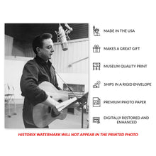 Cargar imagen en el visor de la galería, Digitally Restored and Enhanced 1965 Johnny Cash Photo Print - Vintage Photo of Johnny Cash Poster Playing His Guitar - Old Photo of Johnny Cash Wall Art
