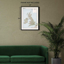Load image into Gallery viewer, Digitally Restored and Enhanced 1961 British Isles Map Poster - Vintage Map of British Isles Terrain & Transportation - Old Map of British Isles Wall Art
