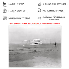 Load image into Gallery viewer, Digitally Restored and Enhanced 1903 First Flight Photo Print - Vintage Photo of The First Flight of The Kitty Hawk - The First Flight Wall Art Poster