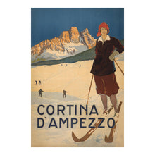 Load image into Gallery viewer, Digitally Restored and Enhanced 1920 Cortina d'Ampezzo Italy Alpine Mountain Resort Poster - European Winter Tourism Art - Archival Reproduction