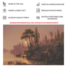 Load image into Gallery viewer, Digitally Restored and Enhanced 1875 Moonlight Scene on the Nile Egypt Victorian Orientalist Print - Egyptomania Era Landscape Art - Archival Reproduction