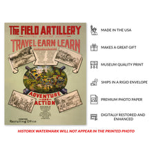 Load image into Gallery viewer, Digitally Restored and Enhanced 1920 The Field Artillery Poster Photo - Vintage Poster Photo of US Army Field Artillery Wall Art Print