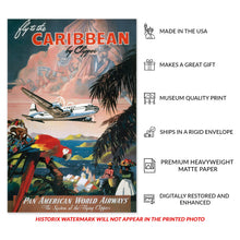 Cargar imagen en el visor de la galería, Digitally Restored and Enhanced 1935 Fly to the Caribbean by Clipper Travel Poster - Vintage Pan American Airlines Poster - Historic Pan Am Poster Wall Art