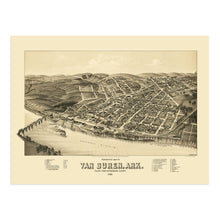 Load image into Gallery viewer, Digitally Restored and Enhanced 1888 Van Buren Arkansas Map Poster - Vintage Perspective Map of Van Buren City Crawford County Arkansas Wall Art Print