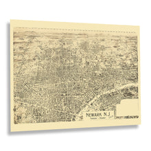 Load image into Gallery viewer, Digitally Restored and Enhanced 1895 Newark New Jersey Map Print - Vintage Map of Newark NJ - Old Bird's Eye View Map of New Jersey Poster Wall Art
