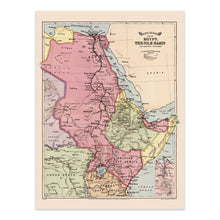 Load image into Gallery viewer, Digitally Restored and Enhanced 1916 Egypt Map Poster Print - Vintage Excelsior Map of Egypt The Nile Basin & Adjoining Countries Wall Art Print