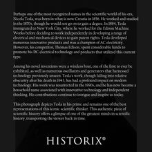 Load image into Gallery viewer, Digitally Restored and Enhanced 1900 Nicola Tesla Photo Print - Vintage Portrait Photo of Nicola Tesla - Old Photo of Inventor Nicola Tesla Poster Wall Art