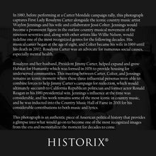 Load image into Gallery viewer, Digitally Restored and Enhanced 1980 First Lady Rosalynn Carter Photo Print - Vintage Photo of Rosalynn Carter with Waylon Jennings & Jesse Colter Poster