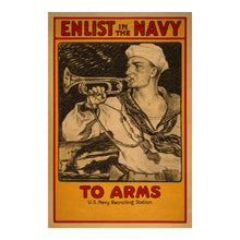 Cargar imagen en el visor de la galería, Digitally Restored and Enhanced 1917 Enlist in the Navy To Arms WWI Recruitment Poster - World War I Military Propaganda - Archival Reproduction