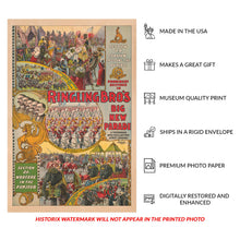 Load image into Gallery viewer, Digitally Restored and Enhanced 1899 Ringling Bros Circus Poster - Street Parade Carnival Spectacular - Victorian Entertainment - Archival Print