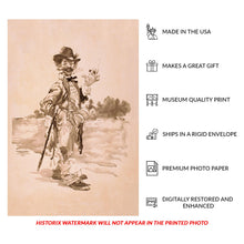 Load image into Gallery viewer, Digitally Restored and Enhanced 1899 Vaudeville Tramp Smoking Cigar with Cane Theater Poster - Victorian Era Entertainment History - Archival Reproduction