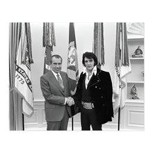 Load image into Gallery viewer, Digitally Restored and Enhanced 1970 Richard Nixon and Elvis Presley Photo Print - Old Photo of President Nixon and Elvis Presley at The White House Poster
