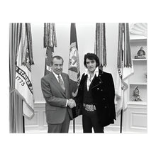 Load image into Gallery viewer, Digitally Restored and Enhanced 1970 Richard Nixon and Elvis Presley Photo Print - Old Photo of President Nixon and Elvis Presley at The White House Poster