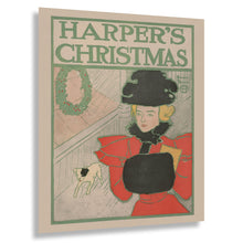 Load image into Gallery viewer, Digitally Restored and Enhanced 1896 Harper's Christmas Magazine Poster - Art Nouveau Holiday Advertising - Vintage Gilded Age Publication Art - Archival Reproduction