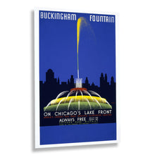Load image into Gallery viewer, Digitally Restored and Enhanced 1939 Chicago Buckingham Fountain Travel Poster - WPA Federal Art Project - Urban Tourism Architecture - Archival Reproduction