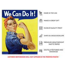 Load image into Gallery viewer, Digitally Restored and Enhanced 1943 Rosie The Riveter Poster Matte Print - Vintage We Can Do It! Rosie The Riveter World War II History Wall Art Poster