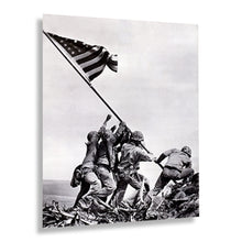 Load image into Gallery viewer, Digitally Restored and Enhanced 1945 United States Marine Corps Raising the Flag on Iwo Jima Photo Print - Vintage Photo of Flag Raising on Iwo Jima Poster