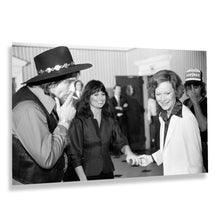 Load image into Gallery viewer, Digitally Restored and Enhanced 1980 First Lady Rosalynn Carter Photo Print - Vintage Photo of Rosalynn Carter with Waylon Jennings & Jesse Colter Poster