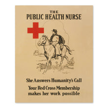 Cargar imagen en el visor de la galería, Digitally Restored and Enhanced 1914 The Public Health Nurse Poster Matte Print - Vintage Matte Poster of A Public Health Nurse on Horseback Wall Art Print