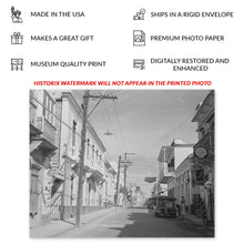 Cargar imagen en el visor de la galería, Digital Enhanced and Restored 1941 Manati Puerto Rico Photo Print - Vintage Photo of Street in Manati Puerto Rico Shopping District Poster