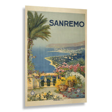 Load image into Gallery viewer, Digitally Restored and Enhanced 1920 Sanremo Italian Riviera Mediterranean Travel Poster - European Tourism Art - Archival Reproduction