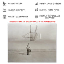 Cargar imagen en el visor de la galería, Digitally Restored and Enhanced 1902 Wright Brothers Kitty Hawk Glider Photo - Aviation Pioneers - Birth of Flight History Photography - Archival Print