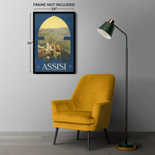 Load image into Gallery viewer, Digitally Restored and Enhanced 1920 Assisi Italy Medieval Hill Town Travel Poster - European Tourism Art - Archival Reproduction
