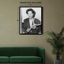 Cargar imagen en el visor de la galería, Digitally Restored and Enhanced 1956 Althea Gibson Photo Print - Vintage Portrait Photo of Tennis Player Althea Gibson Poster Holding Tennis Racquet