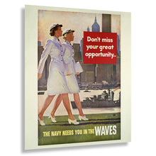 Load image into Gallery viewer, Digitally Restored and Enhanced 1944 Navy Needs You in the WAVES Women WWII Recruiting Poster - World War II Military Propaganda - Archival Reproduction
