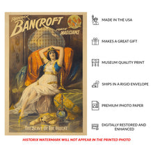 Load image into Gallery viewer, Digitally Restored and Enhanced 1895 Frederick Bancroft Slave of the Orient Poster - Victorian Theater Magic - Gilded Age Vaudeville - Archival Print