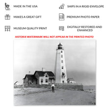 Load image into Gallery viewer, Digitally Restored and Enhanced 1940 Lynde Point Lighthouse Photo Print - Vintage Photo of Lynde Lighthouse Old Saybrook Town Connecticut Poster Wall Art