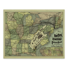 Cargar imagen en el visor de la galería, Digitally Restored and Enhanced 1876 New York Central Hudson River Railroad Map - Centennial Era Transportation Cartography - American Heritage - Museum Print